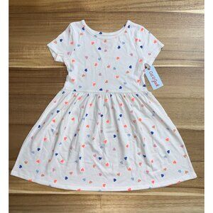 Cat & Jack Little Girls Short Sleeves Multicolor Heart Print Dress Size 5T